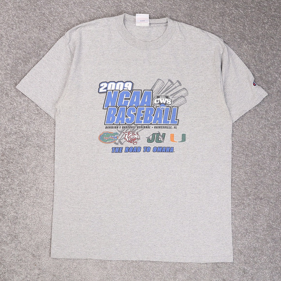 2009 NCAA Baseball USA Sports Large Gray Short Sleeve T-Shirt - Picture 1 of 9